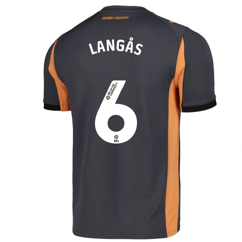 Danxen Kvinder Sondre Langås #6 Grå Orange Sort Udebane Spillertrøjer 2025/26 Trøje T-Shirt