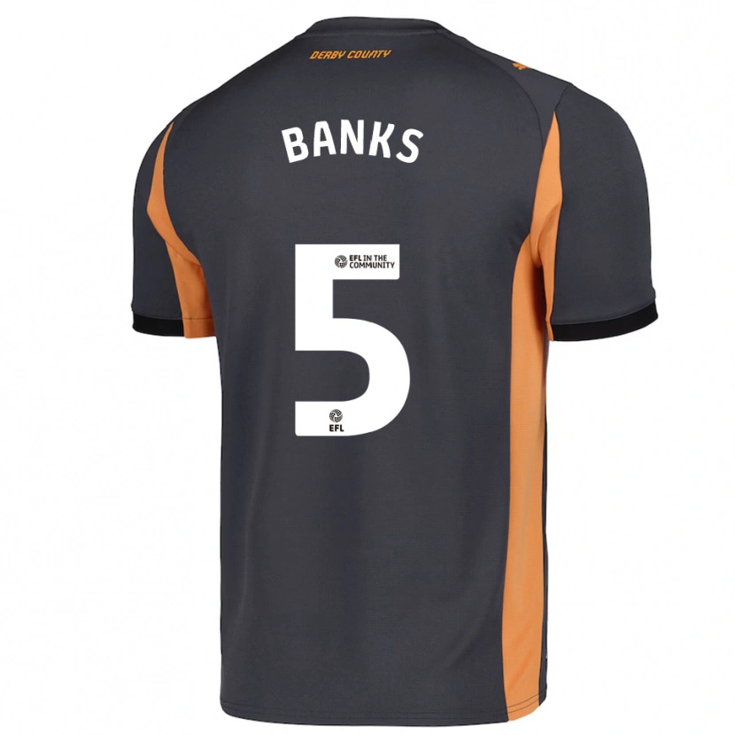 Danxen Kvinder Luke Banks #5 Grå Orange Sort Udebane Spillertrøjer 2025/26 Trøje T-Shirt