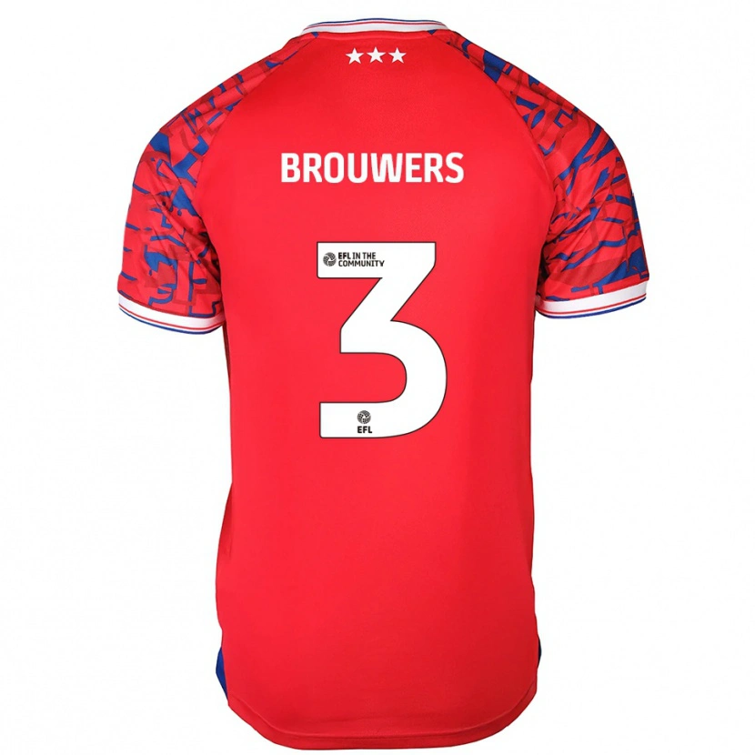 Danxen Kvinder Steve Brouwers #3 Rød Blå Udebane Spillertrøjer 2025/26 Trøje T-Shirt