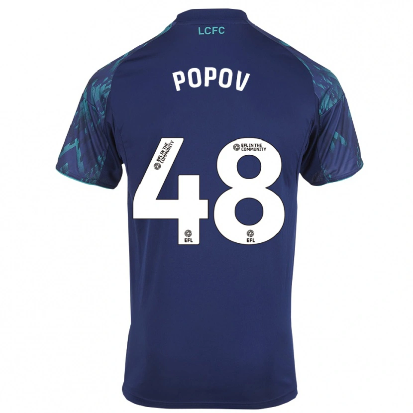 Danxen Kvinder Chris Popov #48 Marinegrøn Hvid Udebane Spillertrøjer 2025/26 Trøje T-Shirt
