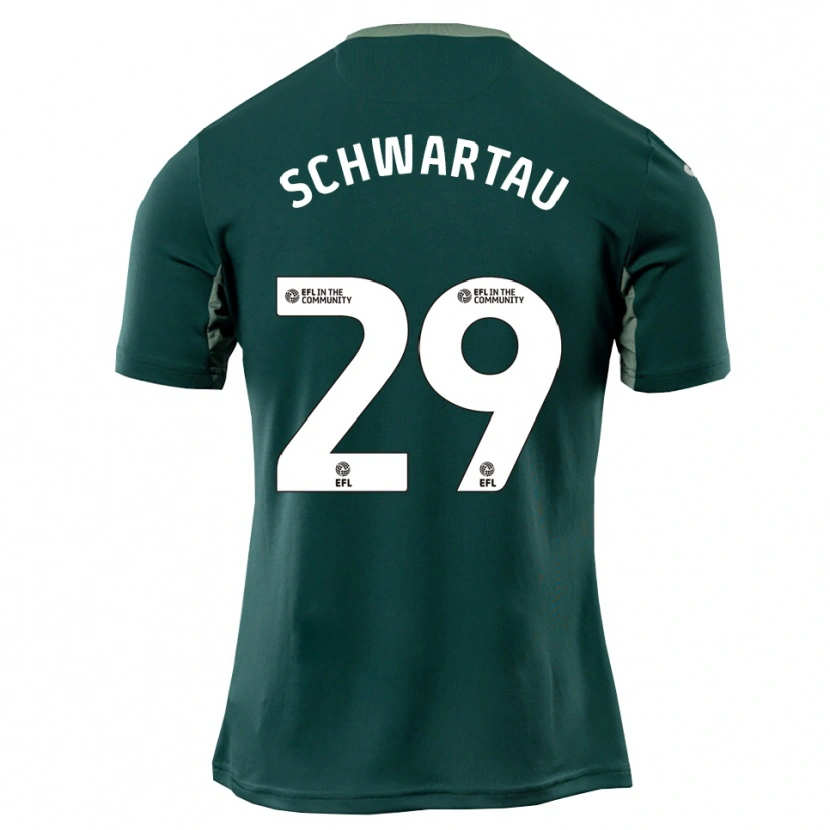 Danxen Kvinder Oscar Schwartau #29 Grøn Hvid Lilla Udebane Spillertrøjer 2025/26 Trøje T-Shirt