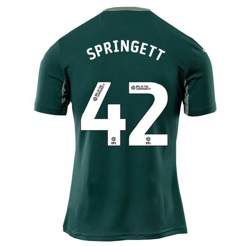 Danxen Kvinder Tony Springett #42 Grøn Hvid Lilla Udebane Spillertrøjer 2025/26 Trøje T-Shirt