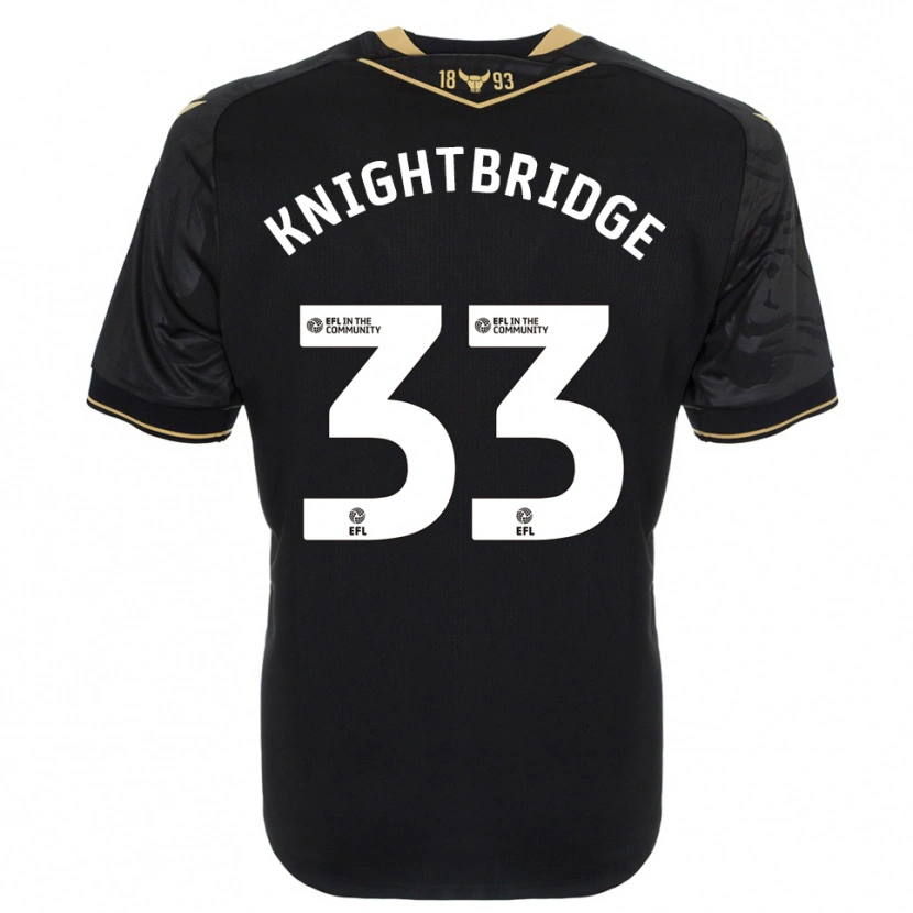 Danxen Kvinder Jacob Knightbridge #33 Sort Guld Udebane Spillertrøjer 2025/26 Trøje T-Shirt