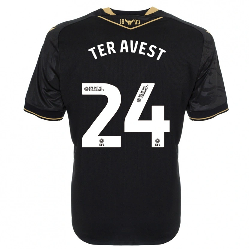 Danxen Kvinder Hidde Ter Avest #24 Sort Guld Udebane Spillertrøjer 2025/26 Trøje T-Shirt