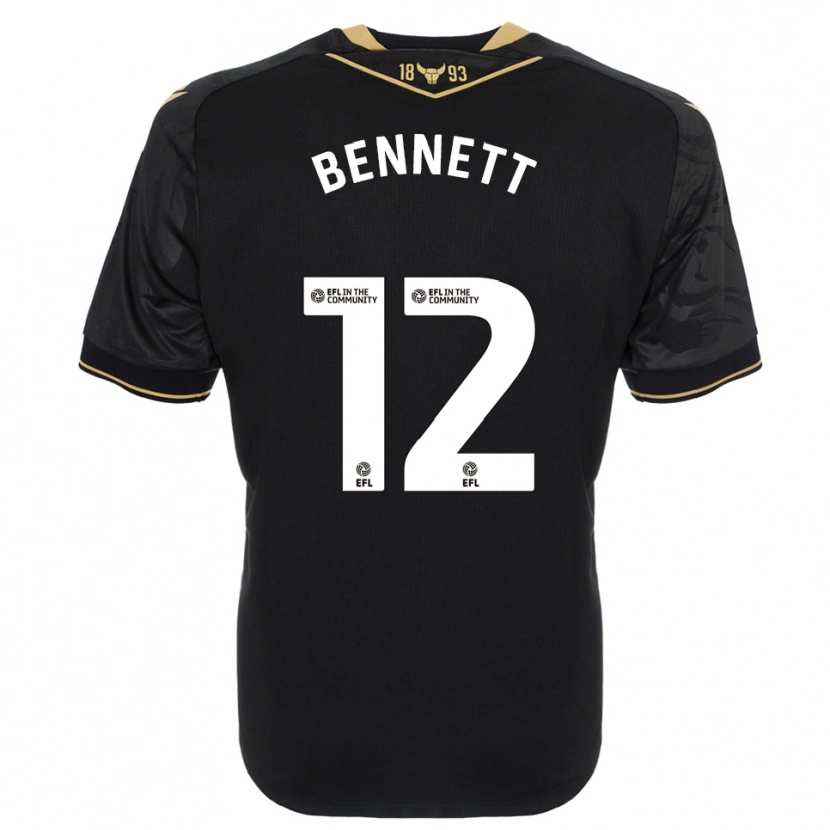 Danxen Kvinder Joe Bennett #12 Sort Guld Udebane Spillertrøjer 2025/26 Trøje T-Shirt