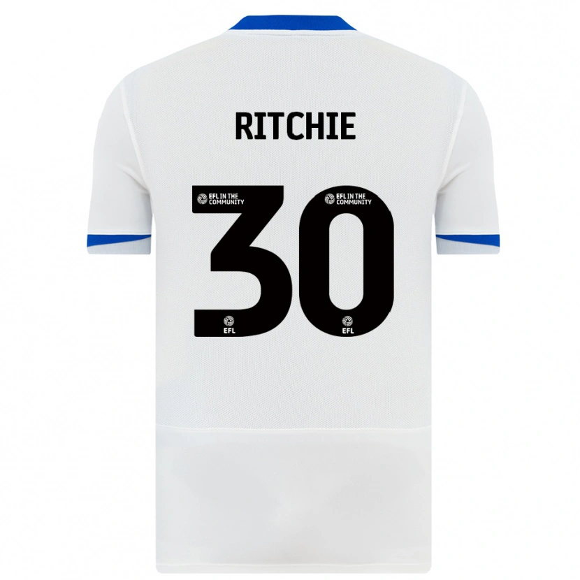 Danxen Kvinder Matt Ritchie #30 Hvid Sort Udebane Spillertrøjer 2025/26 Trøje T-Shirt