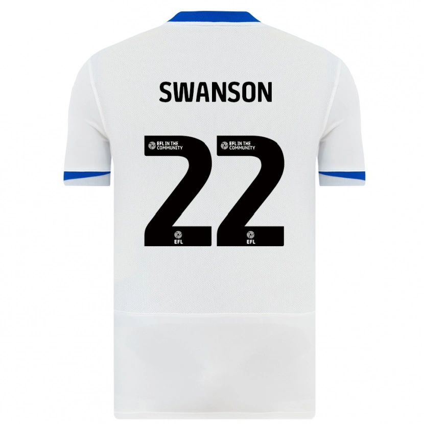 Danxen Kvinder Zak Swanson #22 Hvid Sort Udebane Spillertrøjer 2025/26 Trøje T-Shirt