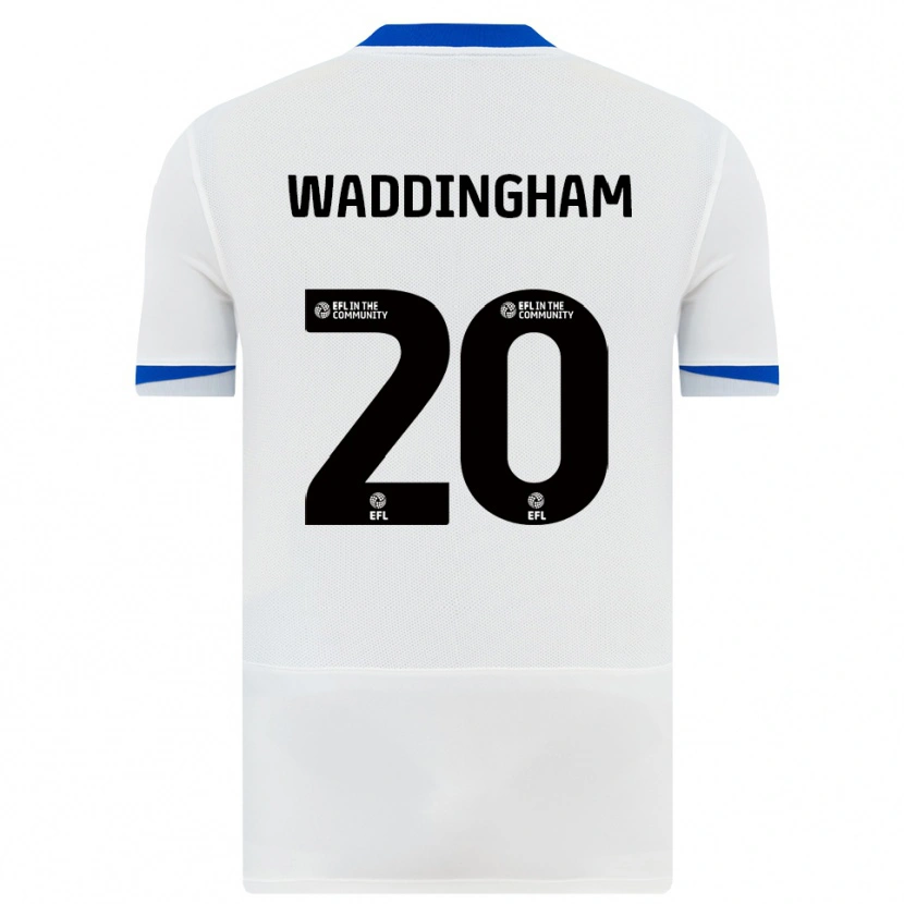 Danxen Kvinder Thomas Waddingham #20 Hvid Sort Udebane Spillertrøjer 2025/26 Trøje T-Shirt
