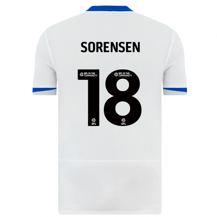 Danxen Kvinder Elias Sørensen #18 Hvid Sort Udebane Spillertrøjer 2025/26 Trøje T-Shirt