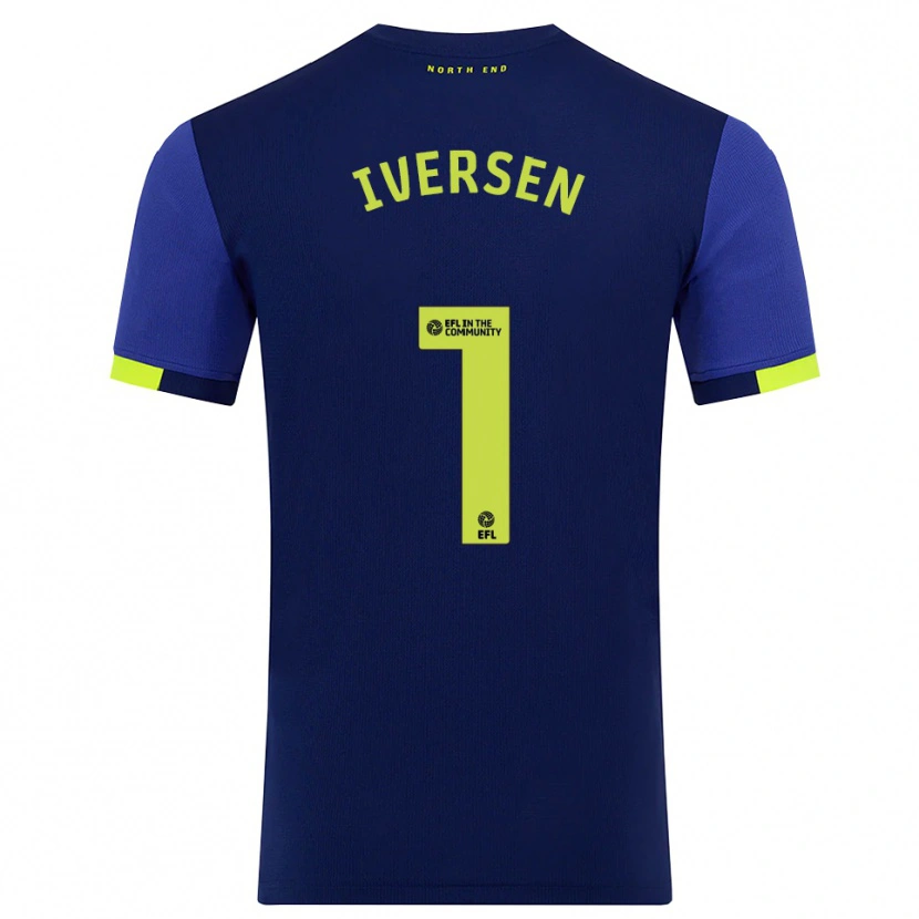 Danxen Kvinder Daniel Iversen #1 Marine Gul Udebane Spillertrøjer 2025/26 Trøje T-Shirt