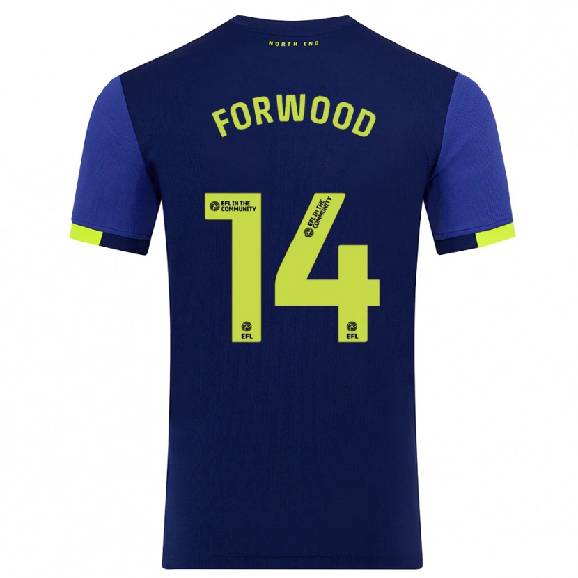 Danxen Kvinder Charlie Forwood #14 Marine Gul Udebane Spillertrøjer 2025/26 Trøje T-Shirt