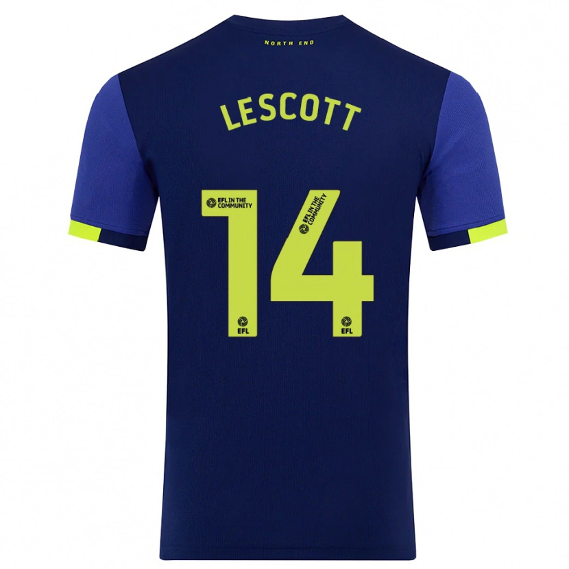 Danxen Kvinder Clayton Lescott #14 Marine Gul Udebane Spillertrøjer 2025/26 Trøje T-Shirt