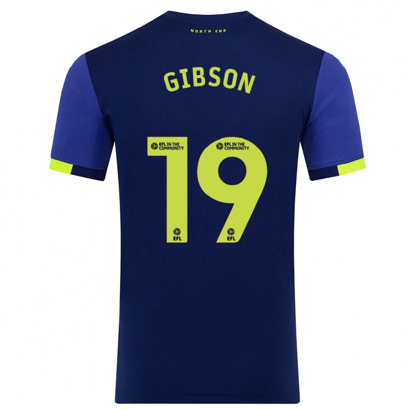Danxen Kvinder Lewis Gibson #19 Marine Gul Udebane Spillertrøjer 2025/26 Trøje T-Shirt
