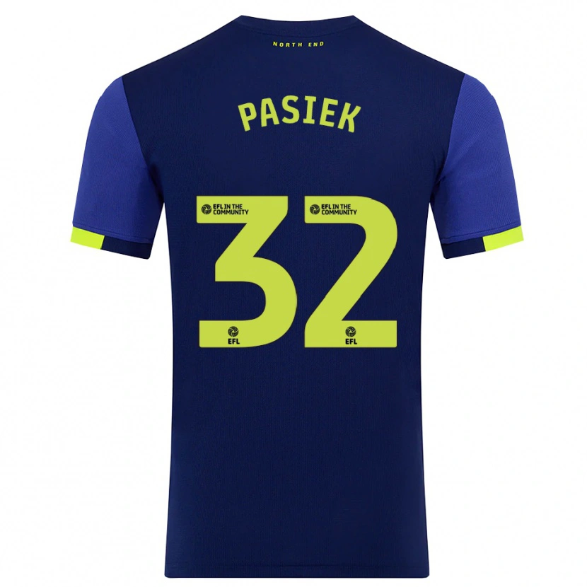 Danxen Kvinder Kacper Pasiek #32 Marine Gul Udebane Spillertrøjer 2025/26 Trøje T-Shirt