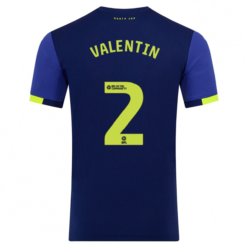 Danxen Kvinder Pol Valentín #2 Marine Gul Udebane Spillertrøjer 2025/26 Trøje T-Shirt