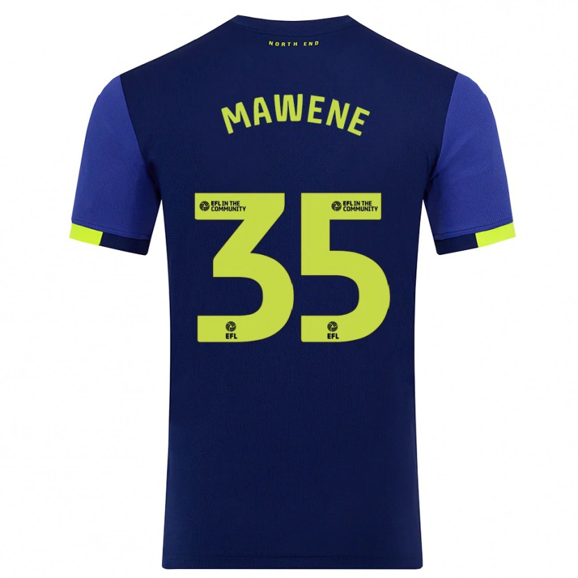 Danxen Kvinder Noah Mawene #35 Marine Gul Udebane Spillertrøjer 2025/26 Trøje T-Shirt