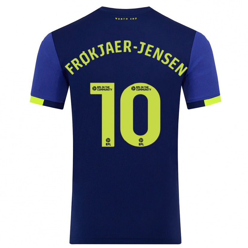 Danxen Kvinder Mads Frøkjaer-Jensen #10 Marine Gul Udebane Spillertrøjer 2025/26 Trøje T-Shirt