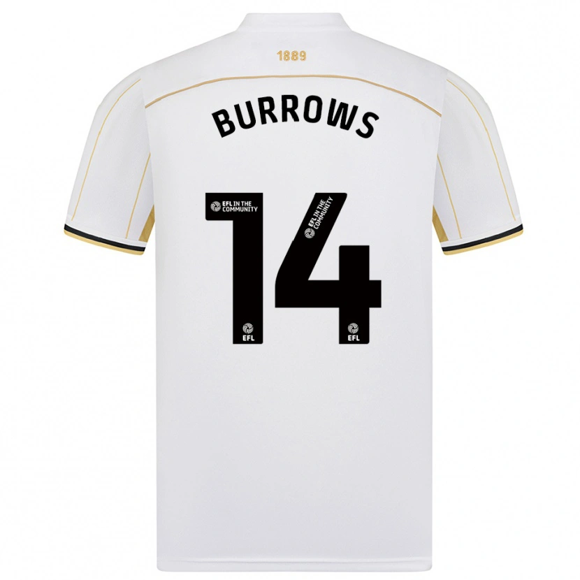 Danxen Kvinder Harrison Burrows #14 Hvid Guld Udebane Spillertrøjer 2025/26 Trøje T-Shirt