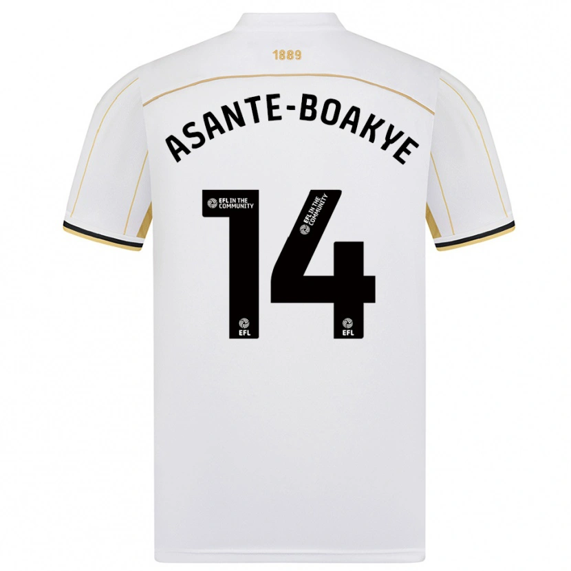 Danxen Kvinder Max Asante-Boakye #14 Hvid Guld Udebane Spillertrøjer 2025/26 Trøje T-Shirt