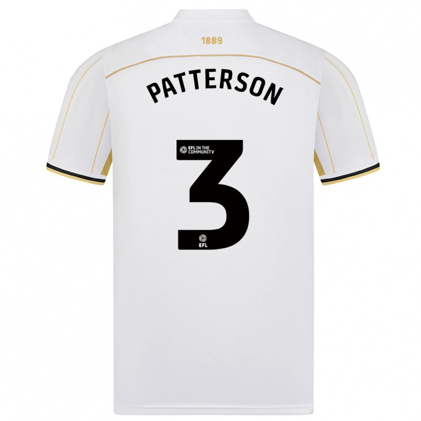 Danxen Kvinder Lennon Patterson #3 Hvid Guld Udebane Spillertrøjer 2025/26 Trøje T-Shirt