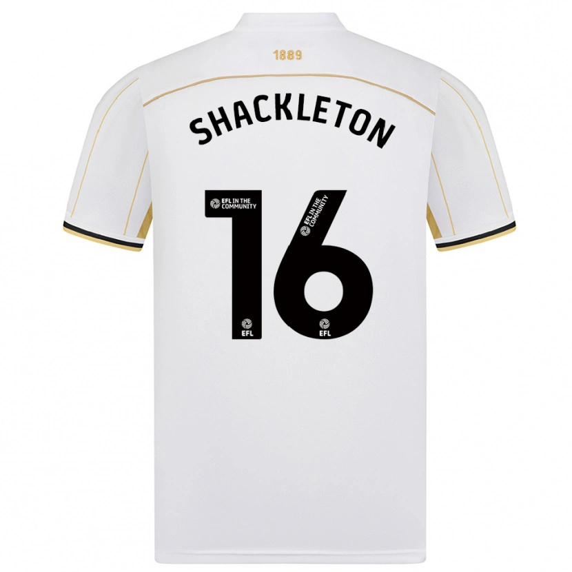 Danxen Kvinder Jamie Shackleton #16 Hvid Guld Udebane Spillertrøjer 2025/26 Trøje T-Shirt