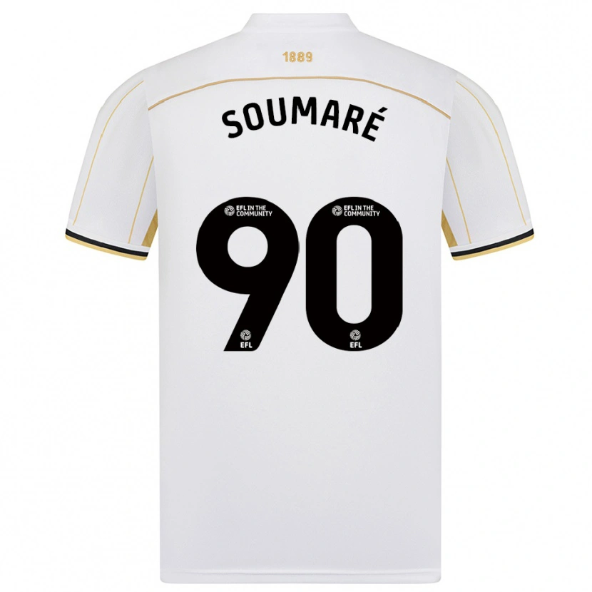 Danxen Kvinder Djibril Soumaré #90 Hvid Guld Udebane Spillertrøjer 2025/26 Trøje T-Shirt