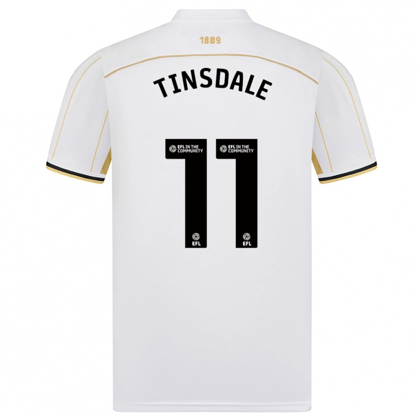 Danxen Kvinder Jay Tinsdale #11 Hvid Guld Udebane Spillertrøjer 2025/26 Trøje T-Shirt