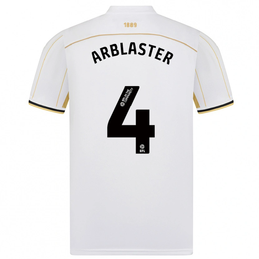 Danxen Kvinder Oliver Arblaster #4 Hvid Guld Udebane Spillertrøjer 2025/26 Trøje T-Shirt