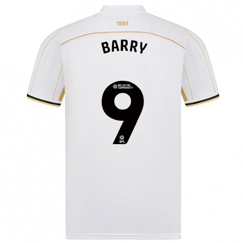 Danxen Kvinder Louie Barry #9 Hvid Guld Udebane Spillertrøjer 2025/26 Trøje T-Shirt