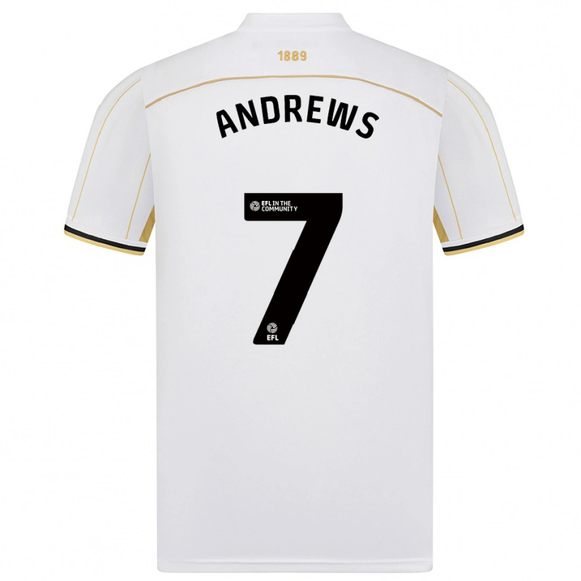 Danxen Kvinder Amy Andrews #7 Hvid Guld Udebane Spillertrøjer 2025/26 Trøje T-Shirt