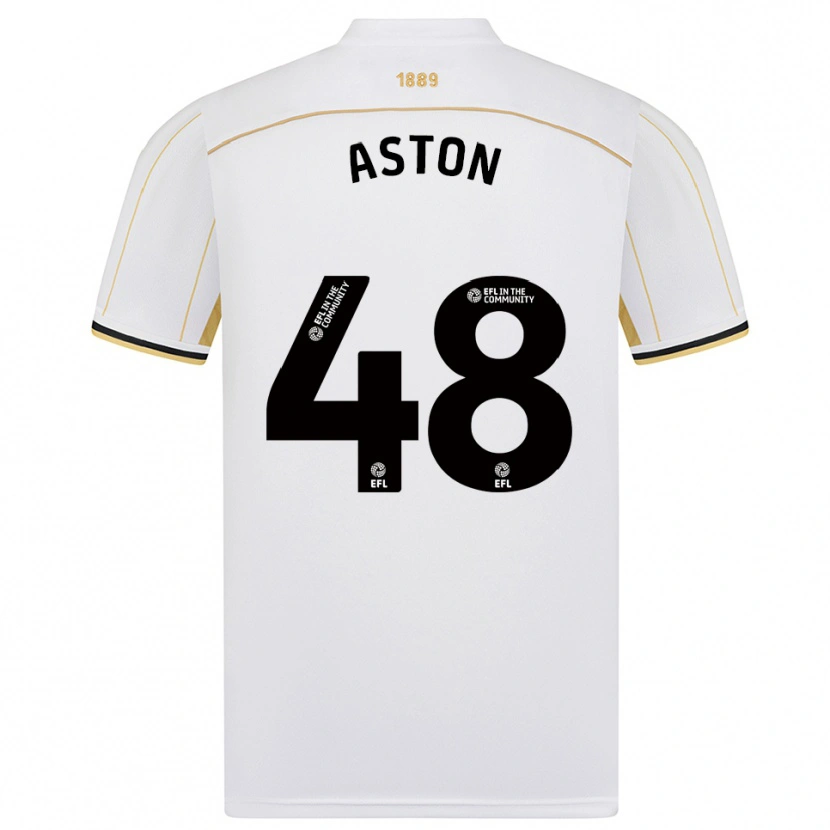 Danxen Kvinder Sam Aston #48 Hvid Guld Udebane Spillertrøjer 2025/26 Trøje T-Shirt