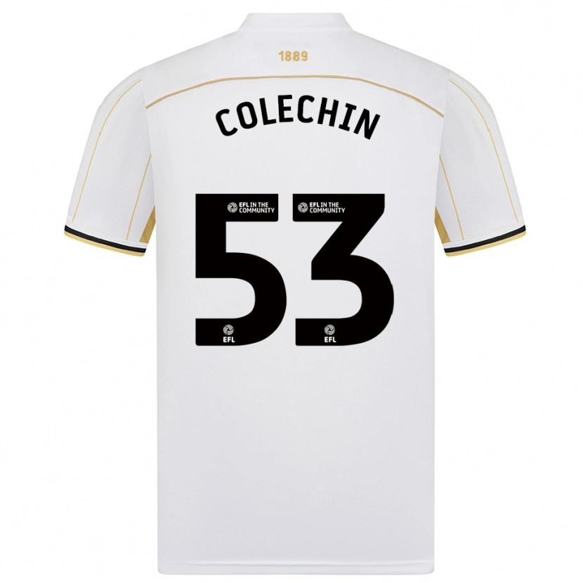 Danxen Kvinder Sam Colechin #53 Hvid Guld Udebane Spillertrøjer 2025/26 Trøje T-Shirt