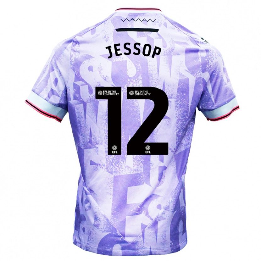 Danxen Kvinder Jacob Jessop #12 Lilla Hvid Udebane Spillertrøjer 2025/26 Trøje T-Shirt