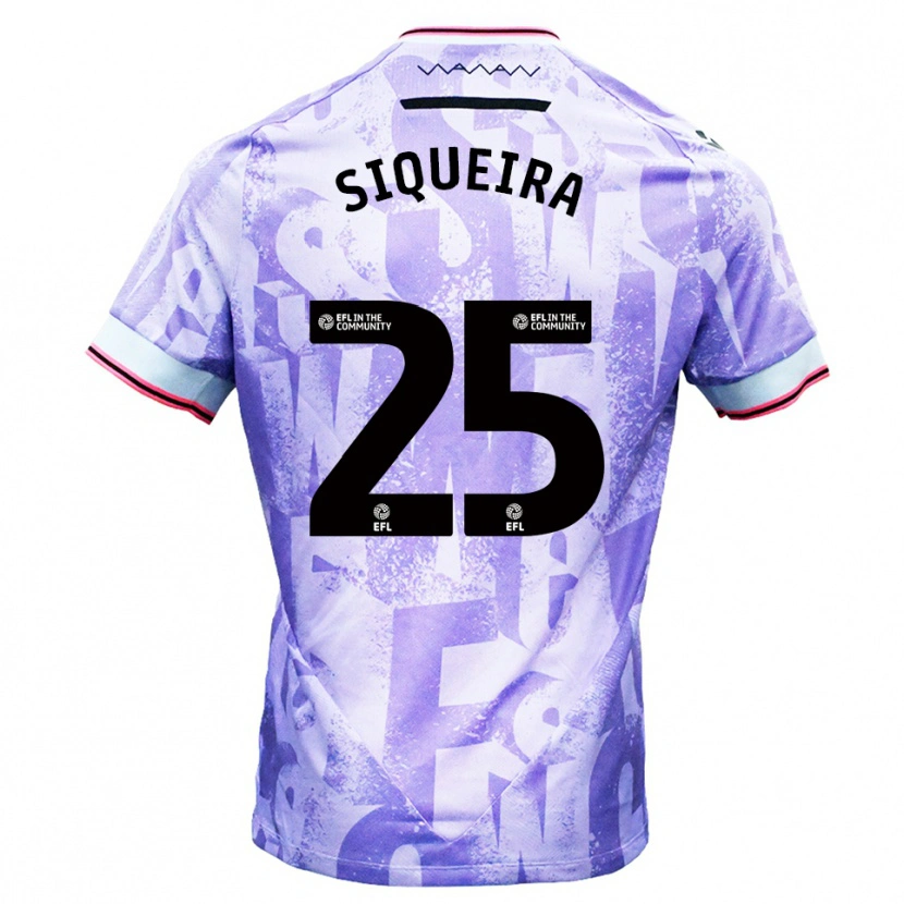 Danxen Kvinder Guilherme Siqueira #25 Lilla Hvid Udebane Spillertrøjer 2025/26 Trøje T-Shirt