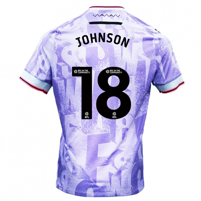 Danxen Kvinder Marvin Johnson #18 Lilla Hvid Udebane Spillertrøjer 2025/26 Trøje T-Shirt