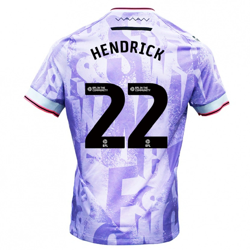 Danxen Kvinder Jeff Hendrick #22 Lilla Hvid Udebane Spillertrøjer 2025/26 Trøje T-Shirt