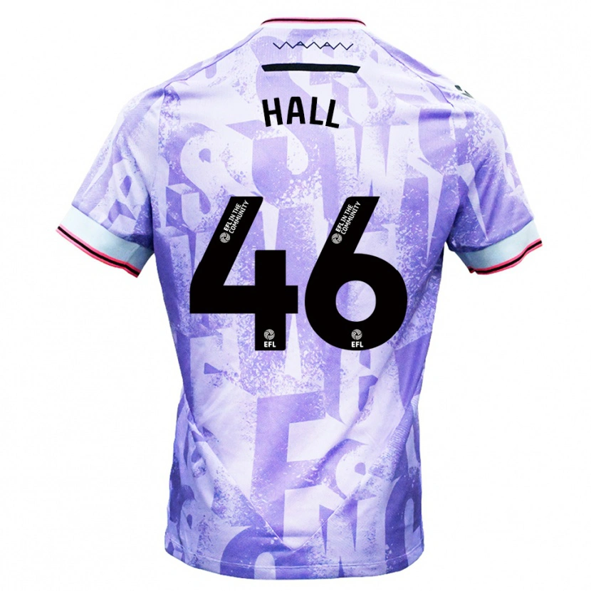 Danxen Kvinder Jack Hall #46 Lilla Hvid Udebane Spillertrøjer 2025/26 Trøje T-Shirt