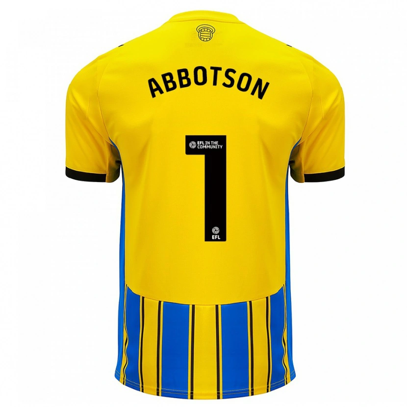 Danxen Kvinder Oscar Abbotson #1 Blå Gul Udebane Spillertrøjer 2025/26 Trøje T-Shirt