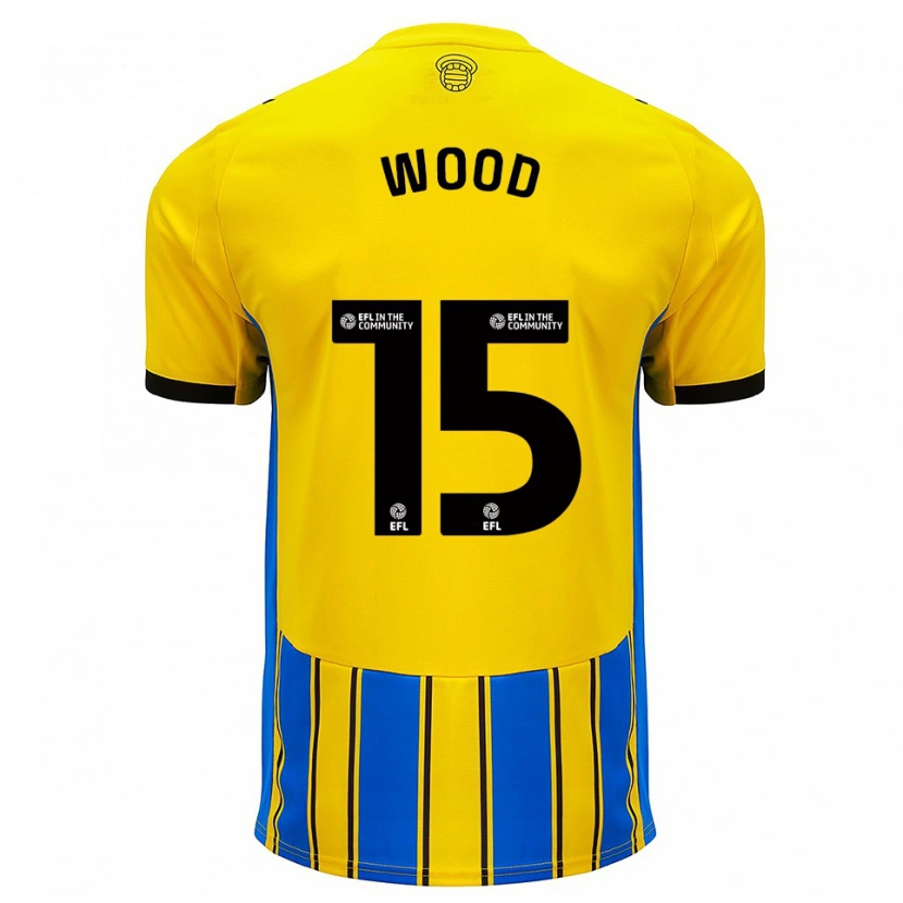 Danxen Kvinder Nathan Wood #15 Blå Gul Udebane Spillertrøjer 2025/26 Trøje T-Shirt