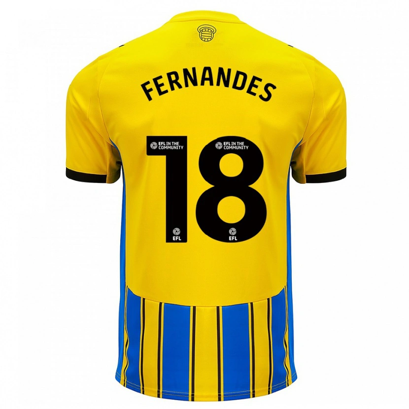 Danxen Kvinder Mateus Fernandes #18 Blå Gul Udebane Spillertrøjer 2025/26 Trøje T-Shirt