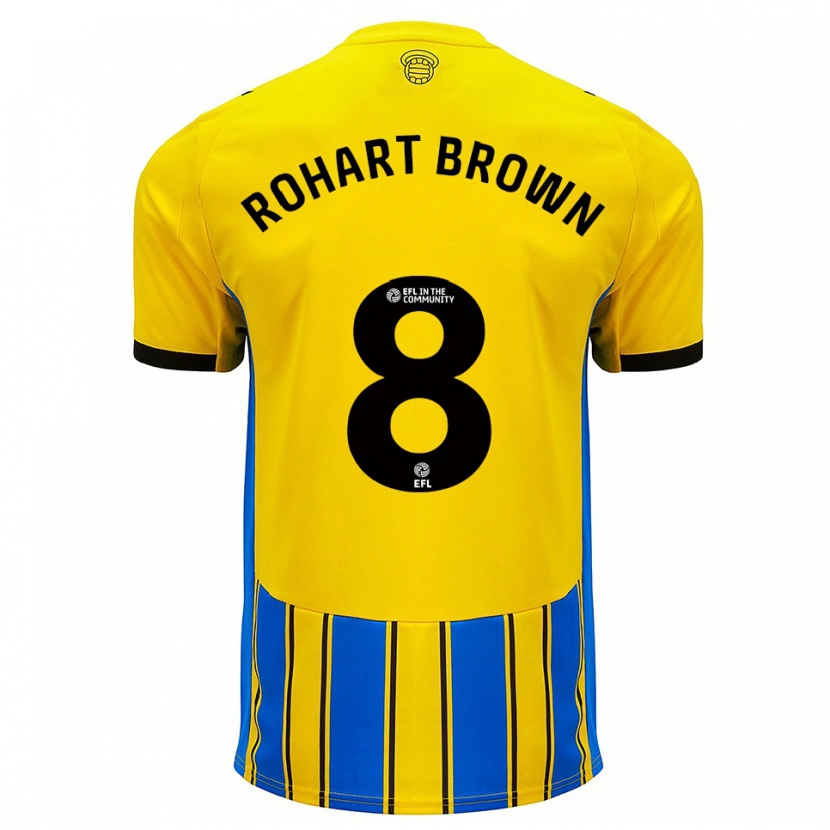Danxen Kvinder Thierry Rohart-Brown #8 Blå Gul Udebane Spillertrøjer 2025/26 Trøje T-Shirt
