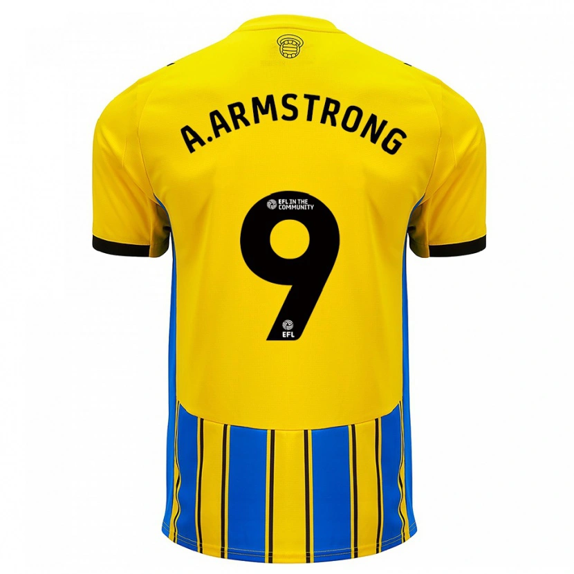 Danxen Kvinder Adam Armstrong #9 Blå Gul Udebane Spillertrøjer 2025/26 Trøje T-Shirt