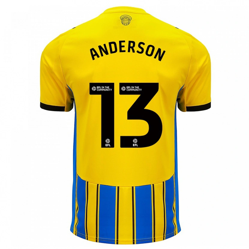 Danxen Kvinder Calum Anderson #13 Blå Gul Udebane Spillertrøjer 2025/26 Trøje T-Shirt