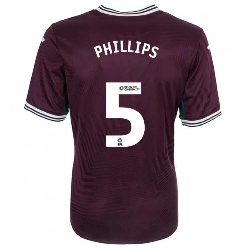 Danxen Kvinder Ben Phillips #5 Rust Rød Hvid Udebane Spillertrøjer 2025/26 Trøje T-Shirt