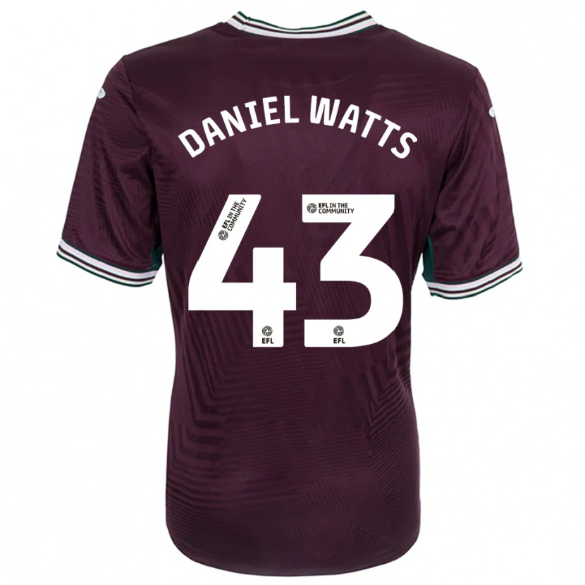 Danxen Kvinder Daniel Watts #43 Rust Rød Hvid Udebane Spillertrøjer 2025/26 Trøje T-Shirt