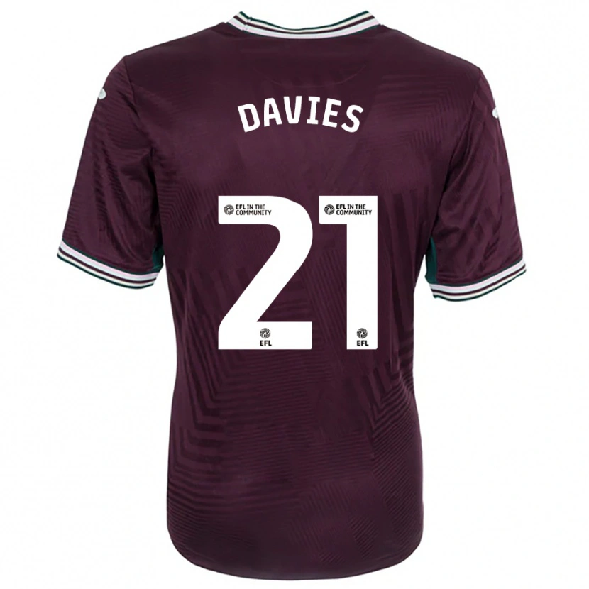 Danxen Kvinder Laura Davies #21 Rust Rød Hvid Udebane Spillertrøjer 2025/26 Trøje T-Shirt