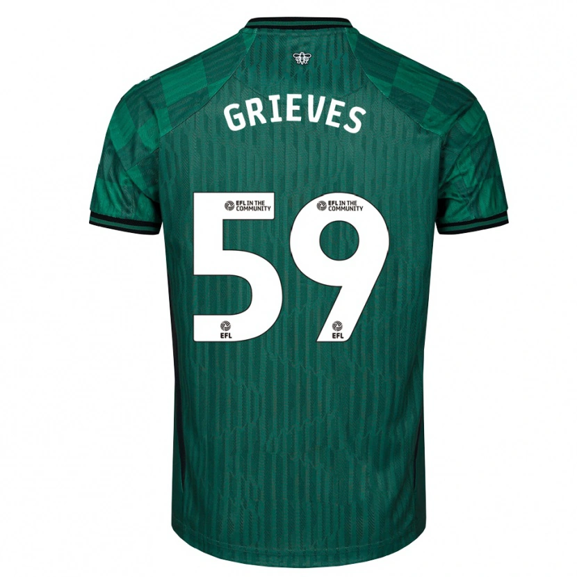 Danxen Kvinder Jack Grieves #59 Grøn Sort Udebane Spillertrøjer 2025/26 Trøje T-Shirt