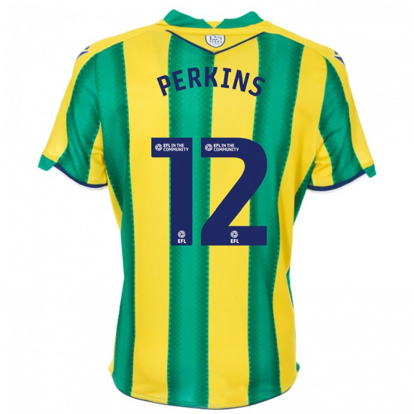 Danxen Kvinder Antonio Perkins #12 Gul Grøn Udebane Spillertrøjer 2025/26 Trøje T-Shirt