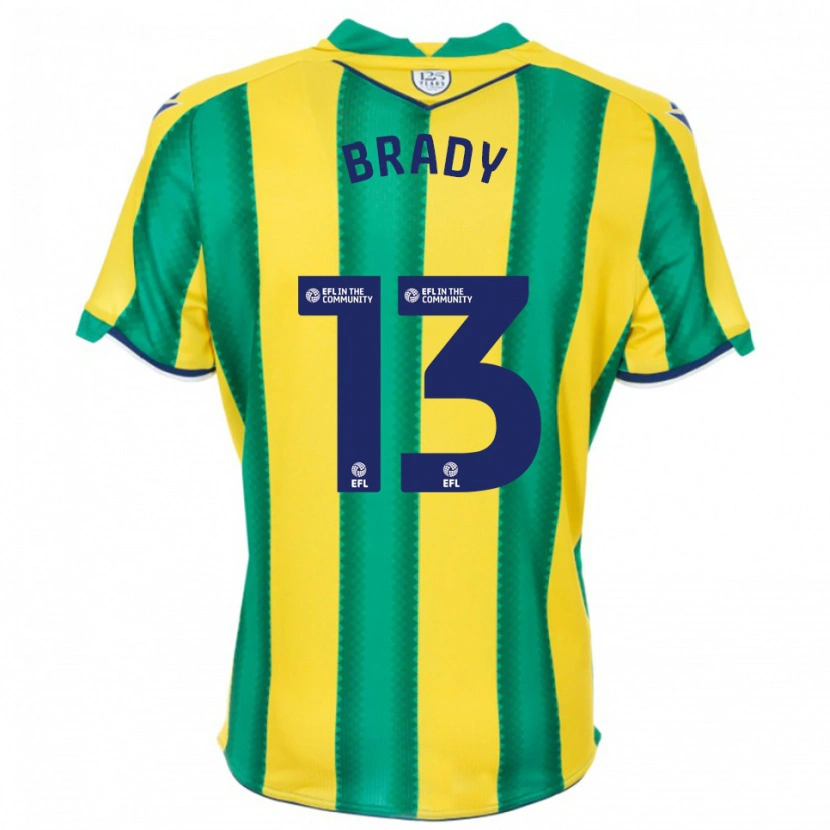 Danxen Kvinder Louis Brady #13 Gul Grøn Udebane Spillertrøjer 2025/26 Trøje T-Shirt