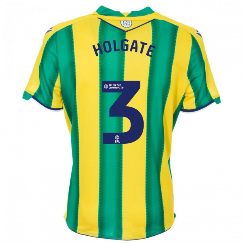 Danxen Kvinder Mason Holgate #3 Gul Grøn Udebane Spillertrøjer 2025/26 Trøje T-Shirt